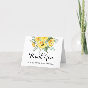 Vielen Dank Card Sonnenblumen Grüne Wedding Bridal Dankeskarte