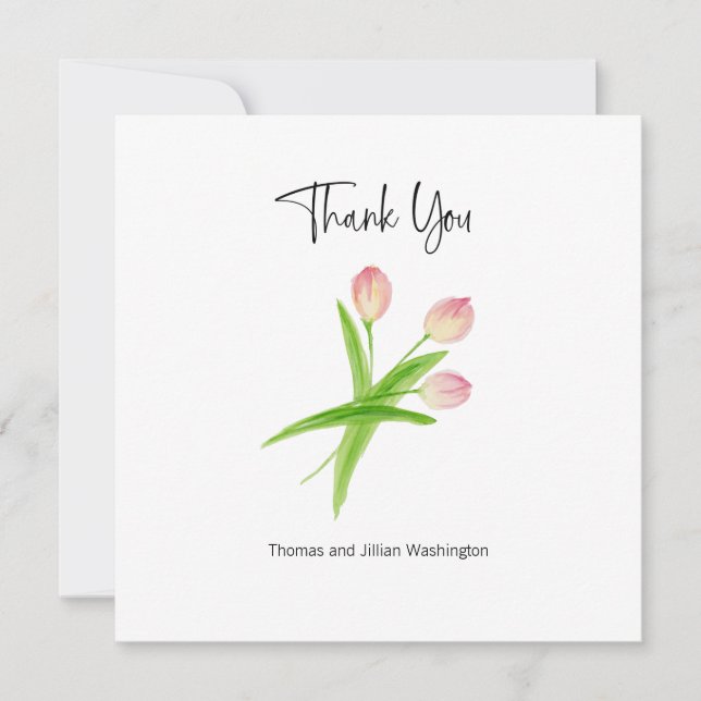 Vielen Dank Card Watercolor Tulips Personalisiert Dankeskarte (Vorderseite)