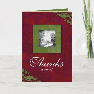 Vielen Dank Card Xmas Red Green Wedding Floral Dankeskarte