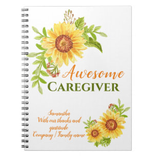 Vielen Dank Caregiver Floral Sonnenblumen Wertschä Notizblock