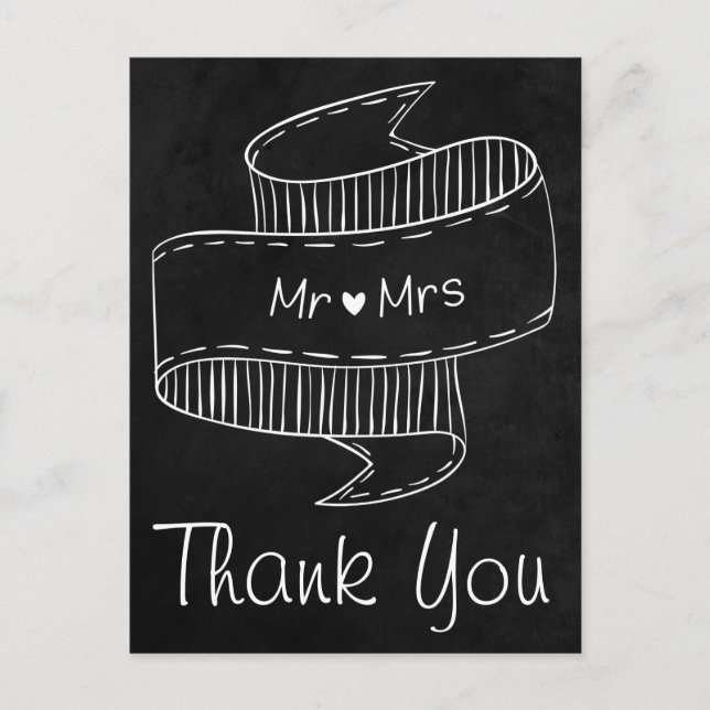 Vielen Dank Cartoon Braut und Groom Personalisiert Postkarte (Vorderseite)
