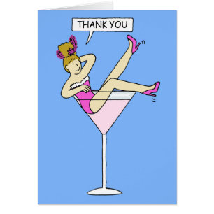Vielen Dank, Cartoon Lady in einem Cocktailglas