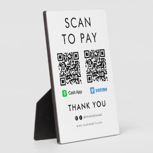 Vielen Dank Cash App Venmo Scan zu bezahlen QR Cod Fotoplatte