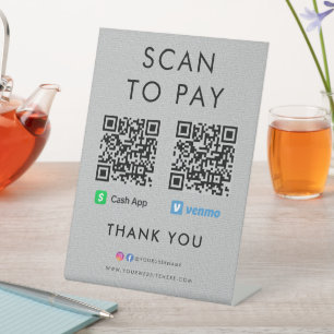 Vielen Dank Cash App Venmo Scan zu bezahlen QR Cod Sockelschild