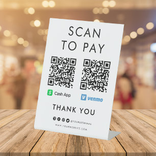 Vielen Dank Cash App Venmo Scan zu bezahlen QR Cod Sockelschild