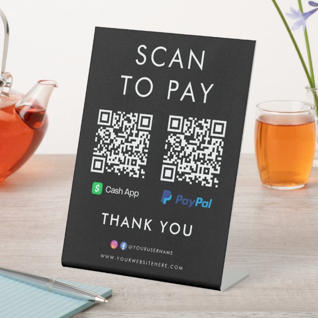 Vielen Dank CashApp Paypal Scan zu bezahlen QR Cod Sockelschild (In Situ)