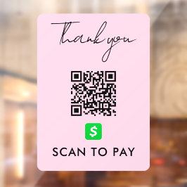 Vielen Dank CashApp QR Code Scan zu bezahlen Moder Fensteraufkleber