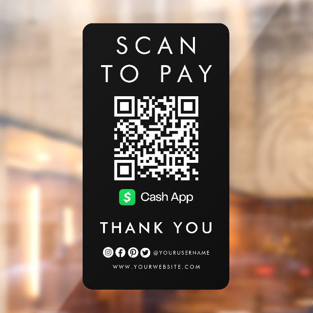 Vielen Dank CashApp Scan zur Bezahlung von QR Code Fensteraufkleber (Blatt 2)