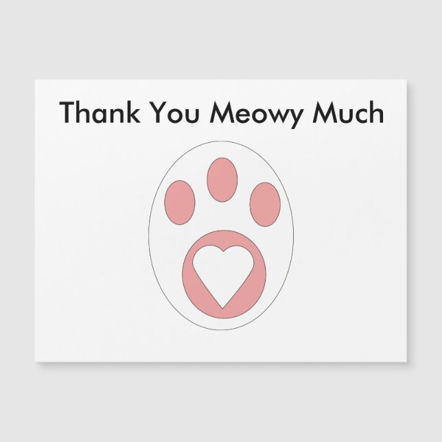 Vielen Dank Cat Paw Print Heart Niedlich personali Magnetkarte (Vorderseite)