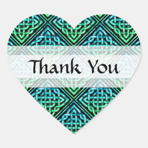 Vielen Dank Celtic Knot - Blue Green Heart Sticker