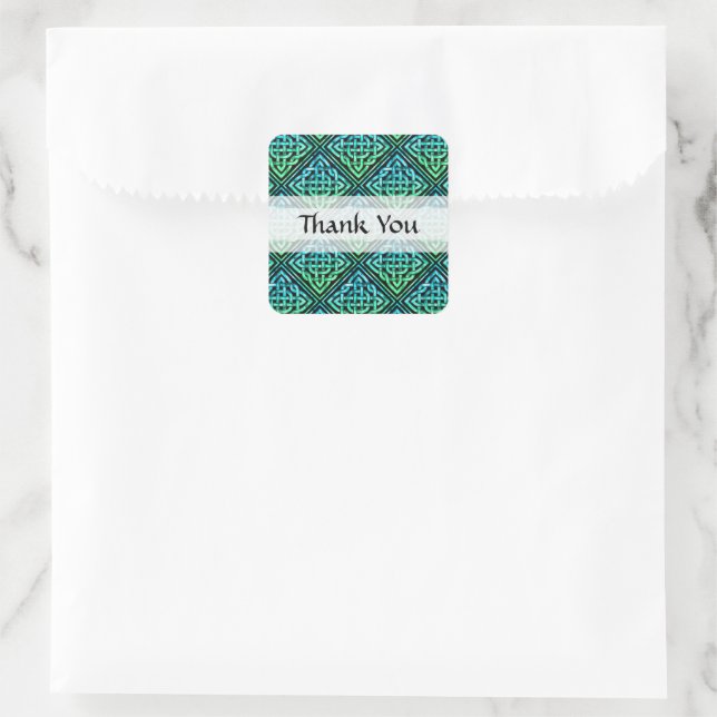 Vielen Dank Celtic Knot - Blue Green Square Sticke Quadratischer Aufkleber (Tasche)