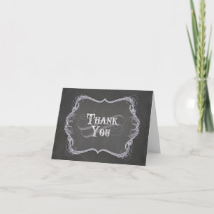 Vielen Dank - Chalkboard Typographic Leaf Swirl Dankeskarte