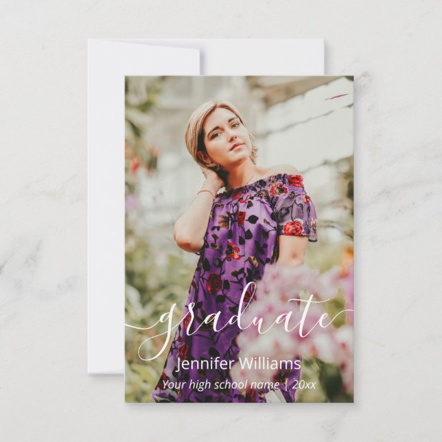 Vielen Dank chic Kalligraphie Fotos Abschluss-Kart (Vorderseite)