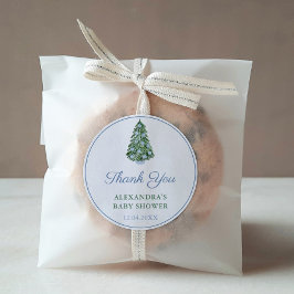 Vielen Dank Chinoiserie Christmas Tree Blue Favor Runder Aufkleber