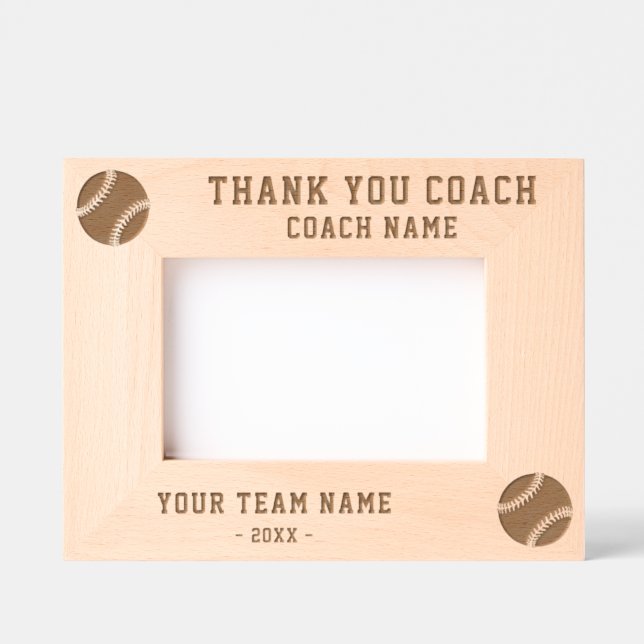 Vielen Dank Coach Baseball Team Name Sports Geätzte Rahmen (Vorderseite)
