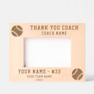 Vielen Dank Coach Baseball Team Name Sports Geätzte Rahmen