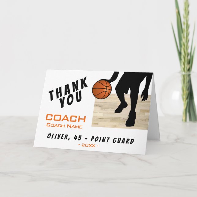 Vielen Dank Coach Basketball Player Silhouette Car Dankeskarte (Vorderseite)