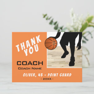 Vielen Dank Coach Basketball Player Silhouette Car Dankeskarte