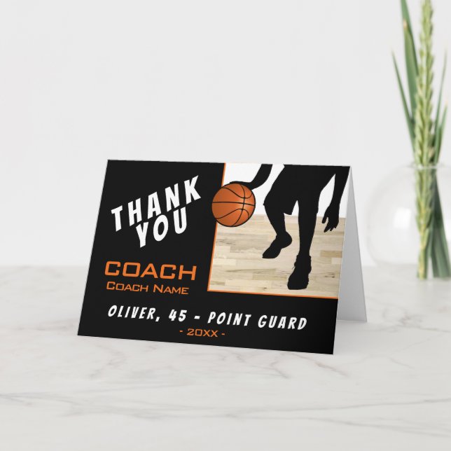 Vielen Dank Coach Basketball Player Silhouette Car Dankeskarte (Vorderseite)