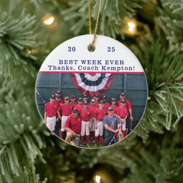 Vielen Dank Coach Cooperstown Team Foto Best Week Keramik Ornament (Baum)