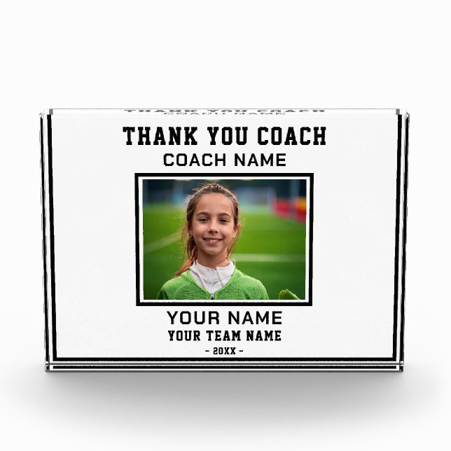 Vielen Dank Coach Player Name Team Sports Fotoblock (Vorderseite)