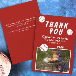 Vielen Dank Coach Red Baseball Foto-Karte Dankeskarte