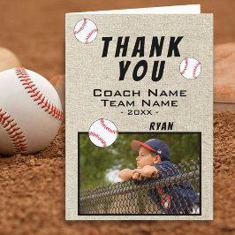 Vielen Dank Coach Rustic Baseball Foto-Karte Dankeskarte