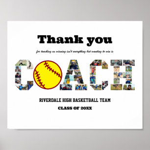 Vielen Dank Coach Softball Team Foto Collage Poster