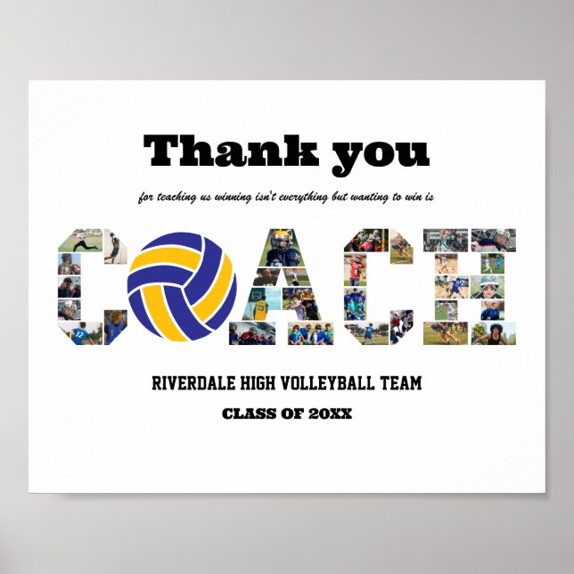 Vielen Dank Coach Volleyball Team Foto Collage Poster (Vorne)