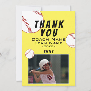 Vielen Dank Coach Yellow Softball Foto Card Dankeskarte