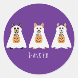 Vielen Dank Corgi Ghost Dogs Halloween Runder Aufkleber