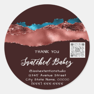Vielen Dank Cosmetic Logo QR Code Burgundy Aquamar Runder Aufkleber