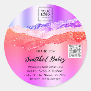 Vielen Dank Cosmetic Logo QR Code Pink PurpleGlitt Runder Aufkleber