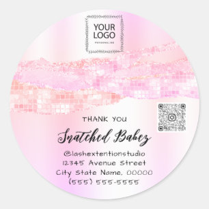 Vielen Dank Cosmetic Logo QR Code Rose Pink Runder Aufkleber