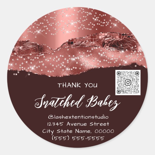 Vielen Dank Cosmetics Logo QR Code Glitzer Strokes Runder Aufkleber (Vorderseite)