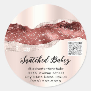 Vielen Dank Cosmetics Logo QR Code Rose Burgundy Runder Aufkleber