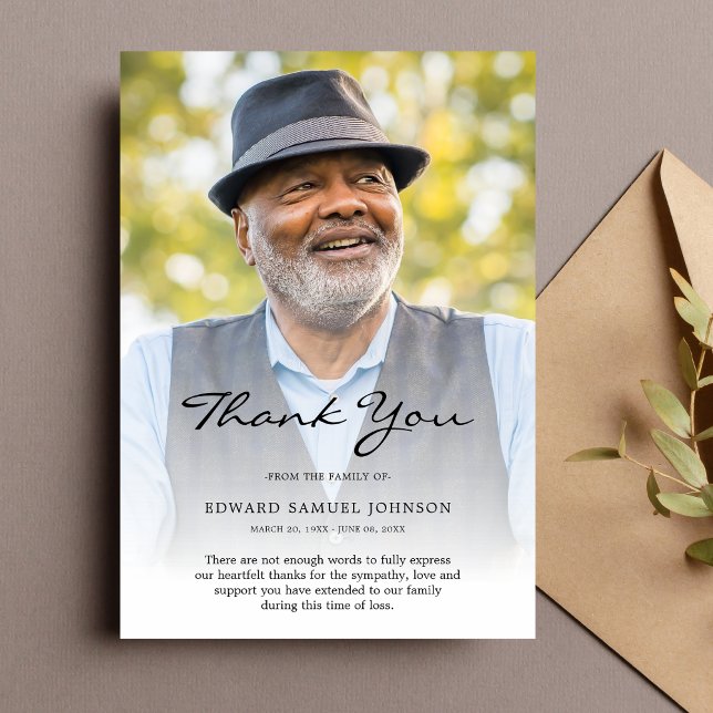 Vielen Dank Custom Funerty Foto Beileid Tribut Dankeskarte (Sympathy Thank You Photo Card)