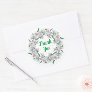 Vielen Dank Daisy Floral Wreath Sticker
