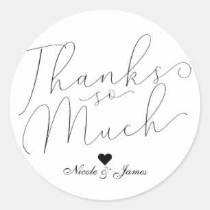 Vielen Dank Danke Schriftart in schwarzer Ausführu Runder Aufkleber