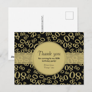 Vielen Dank: Das 80. Gold/Black Birthday Number Pa Postkarte