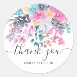 Vielen Dank, das Skript getrocknete wilde florale Runder Aufkleber