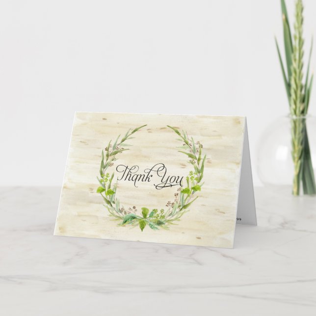 Vielen Dank, dass Bridal Birch Bark Wood Leaf Seed Dankeskarte (Vorderseite)
