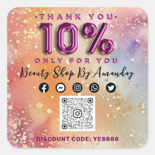 Vielen Dank, dass Sie 10% weniger QR CODE-Logo Abs Quadratischer Aufkleber