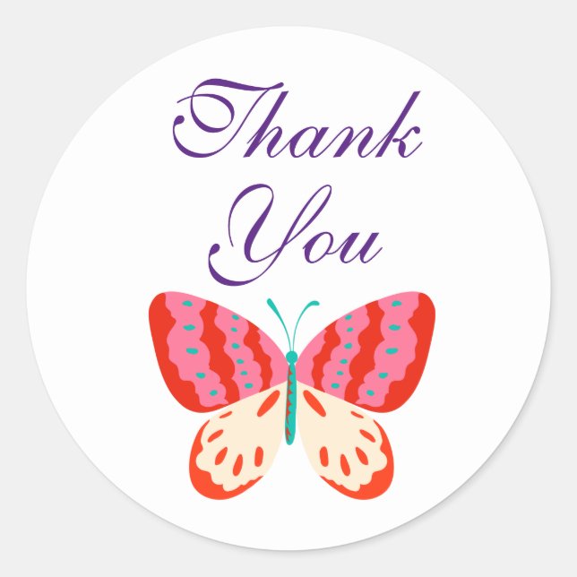 Vielen Dank, dass Sie Butterfly Round Stickers (Vorderseite)