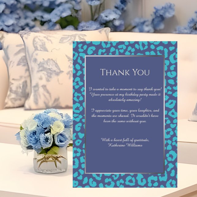 Vielen Dank, dass Sie Card Leopard Print-Blue- Einladung (Thank You Card-Leopard Print-Blue)