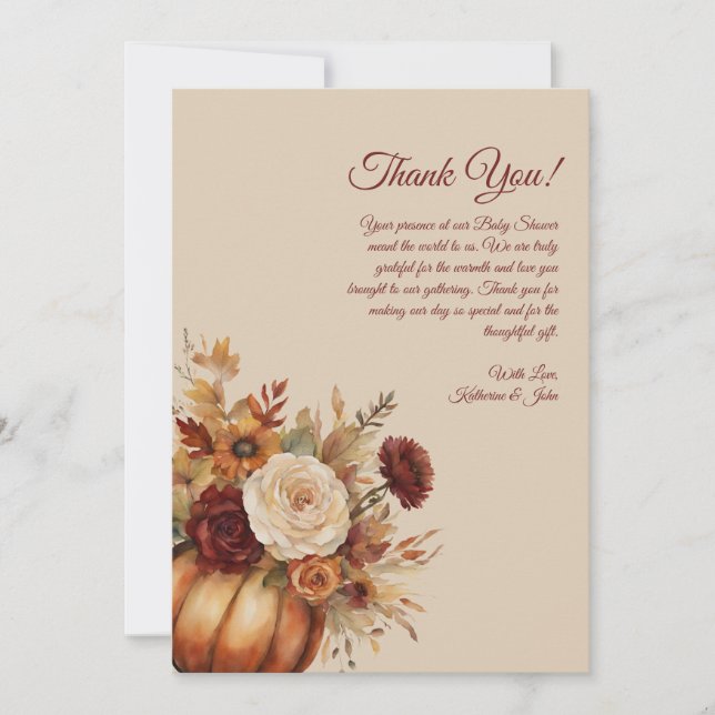 Vielen Dank, dass Sie Card Watercolor Pumpkin und  Einladung (Vorderseite)