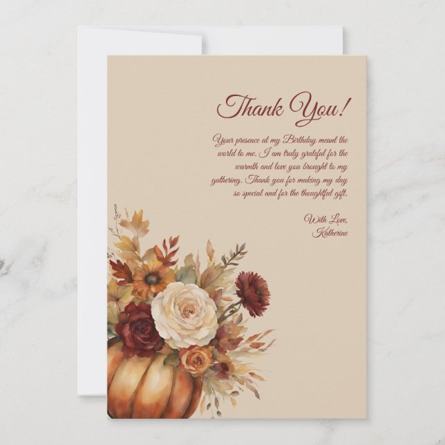 Vielen Dank, dass Sie Card Watercolor Pumpkin und  Einladung (Vorderseite)