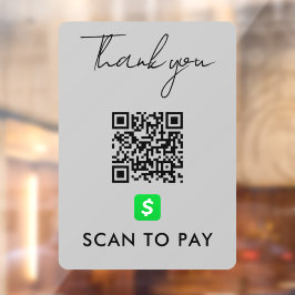 Vielen Dank, dass Sie CashApp QR Code Scan zur Zah Fensteraufkleber