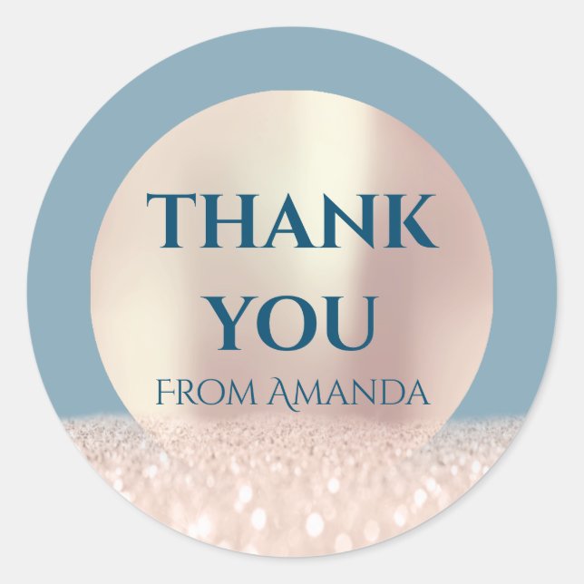 Vielen Dank, dass Sie ClassyRose Blush Smoky Blue  Runder Aufkleber (Vorderseite)