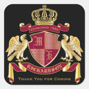 Vielen Dank, dass Sie das Emblem des Arms Red Gold Quadratischer Aufkleber